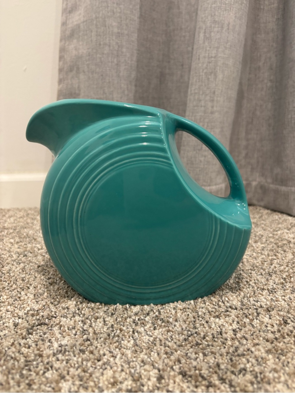 Vintage 1980s Fiesta Turquoise Large Disk Pitcher 84 oz